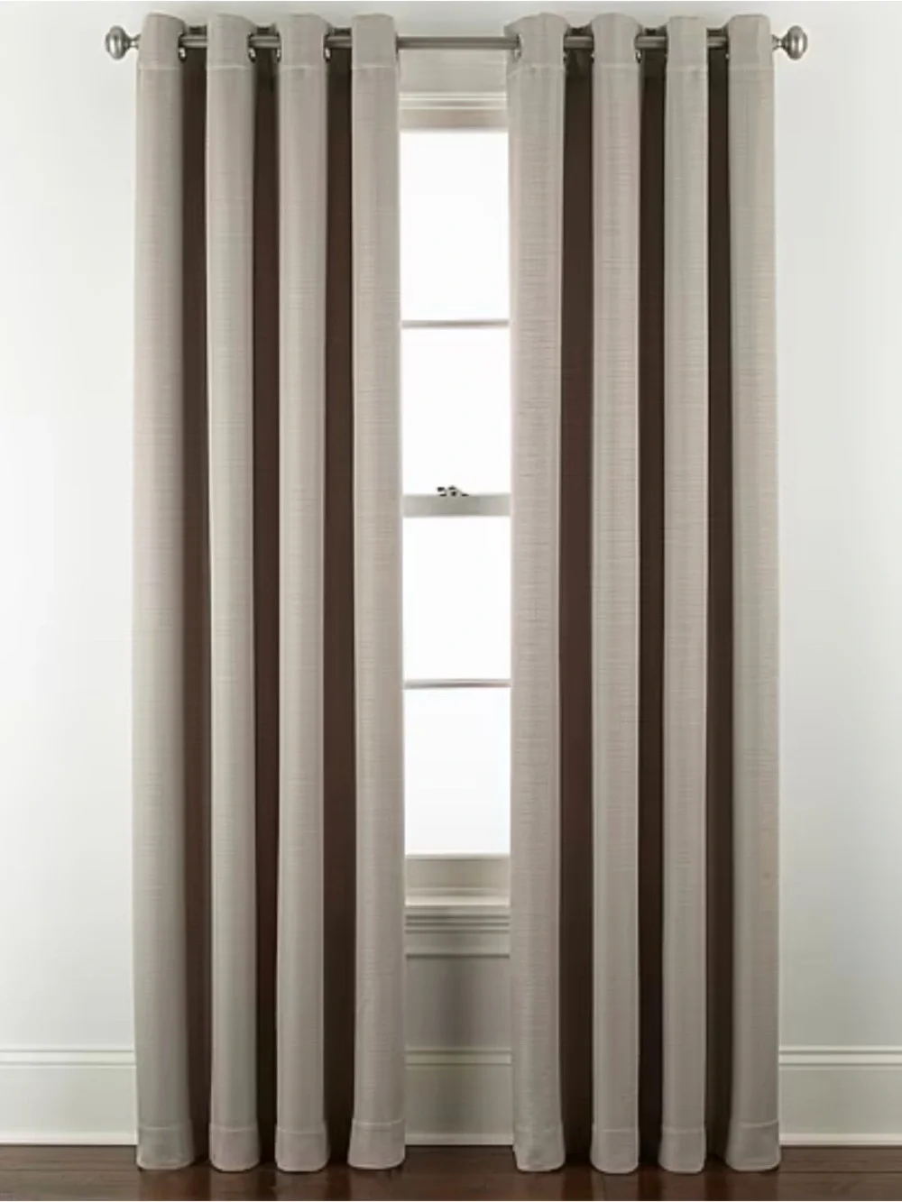 Linden Street Gwen Basketweave Curtain Panel in Khaki. Includes 2 panels.